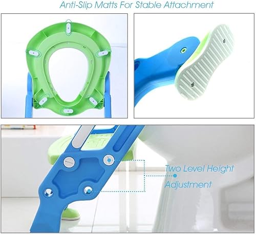Miniatura 3 de Asiento de inodoro de entrenamiento para ir al baño con escalera de taburete para niños y niñas silla de asiento de entrenamiento con asas asiento