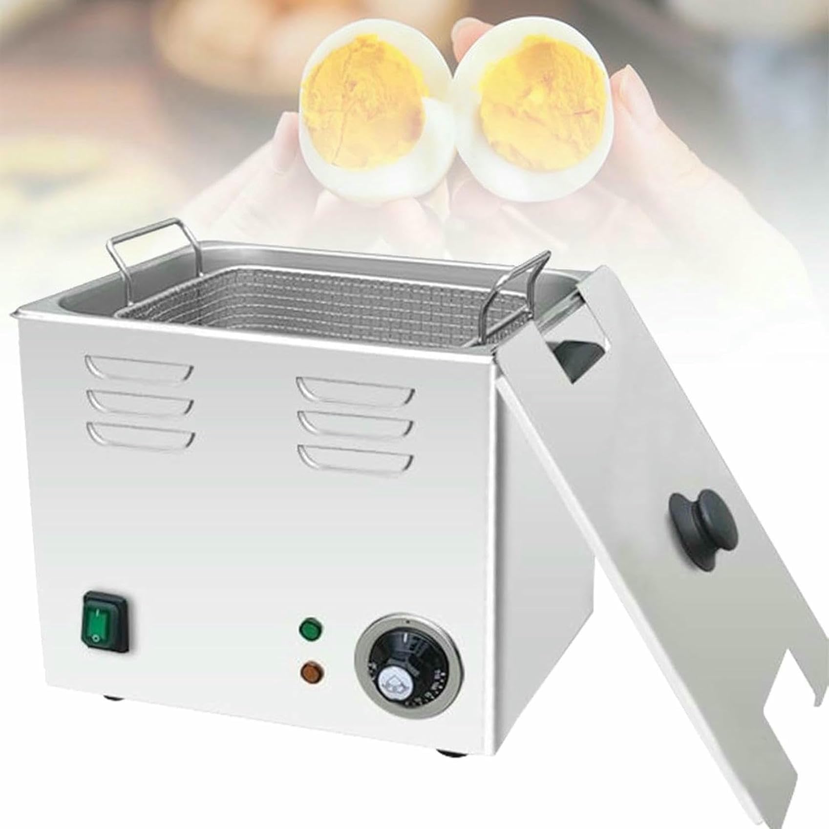 Cocedor de Huevos eléctrico de Cocina, cocedor de Huevos de Aguas Termales, coce Aguas Termales Comercial, máquina automática para Hacer Huevos Semi-cocidos y Huevos pasados por Agua~/