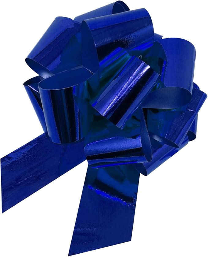 Oblique Unique® Geschenk Schleife mit Geschenkband Glänzend für Geschenke Tüten Zuckertüten für Weihnachten zum Basteln Dekorieren Verzieren UVM. (Blau)