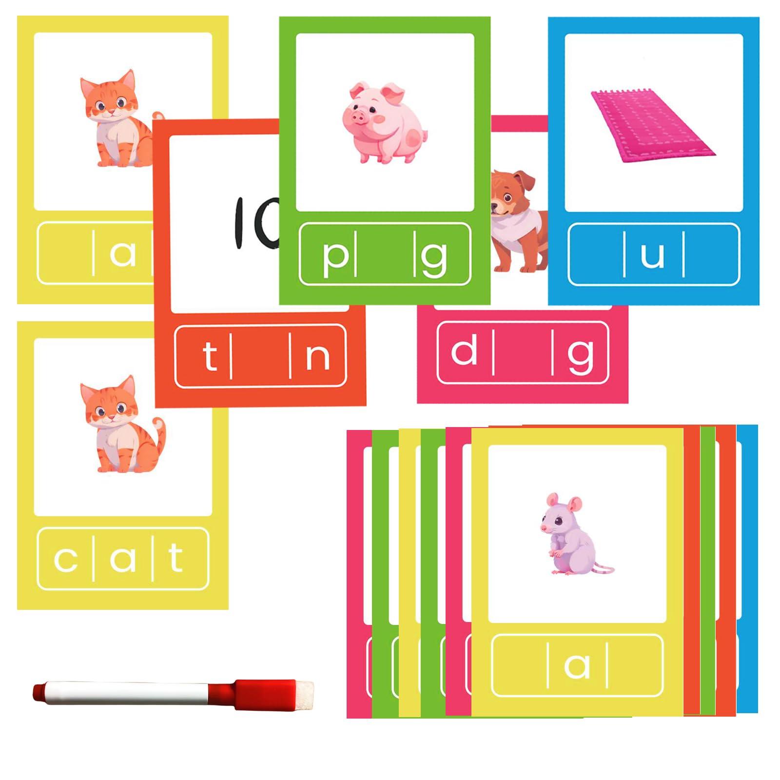 CVC Word Flash Card Games Sight Words Reading Writing Spelling FlashCards for Kindergarten, Toddler Preschool Phonics Learning Activities, Montessori Educational Toys for Kid Age 3 4 5 6…