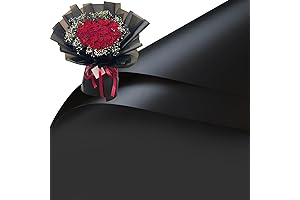 Matte Black Flower Wrapping Paper 22.8 x 22.8 Inch