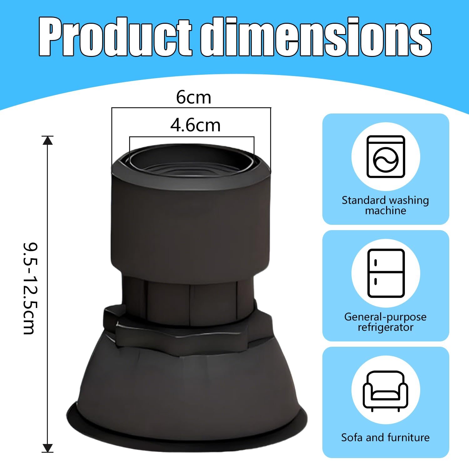 Patas Lavadora Antivibracion, Juego de 4 almohadillas antivibración para lavadora, Almohadillas Antivibración Ajustables, Almohadillas de Goma para Lavadoras, Piezas de accesorios para pies secadora — view 2