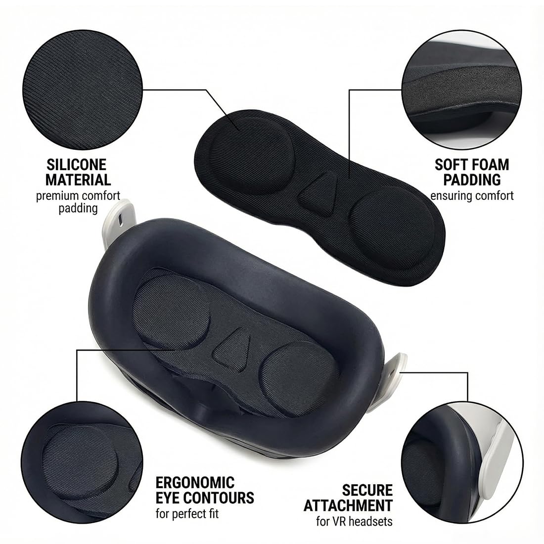 2 Pcs Protezione Obiettivo VR Copertura Lenti Accessori in Spugna (Compatibile con Mta 3/Met 3s) (Nero)