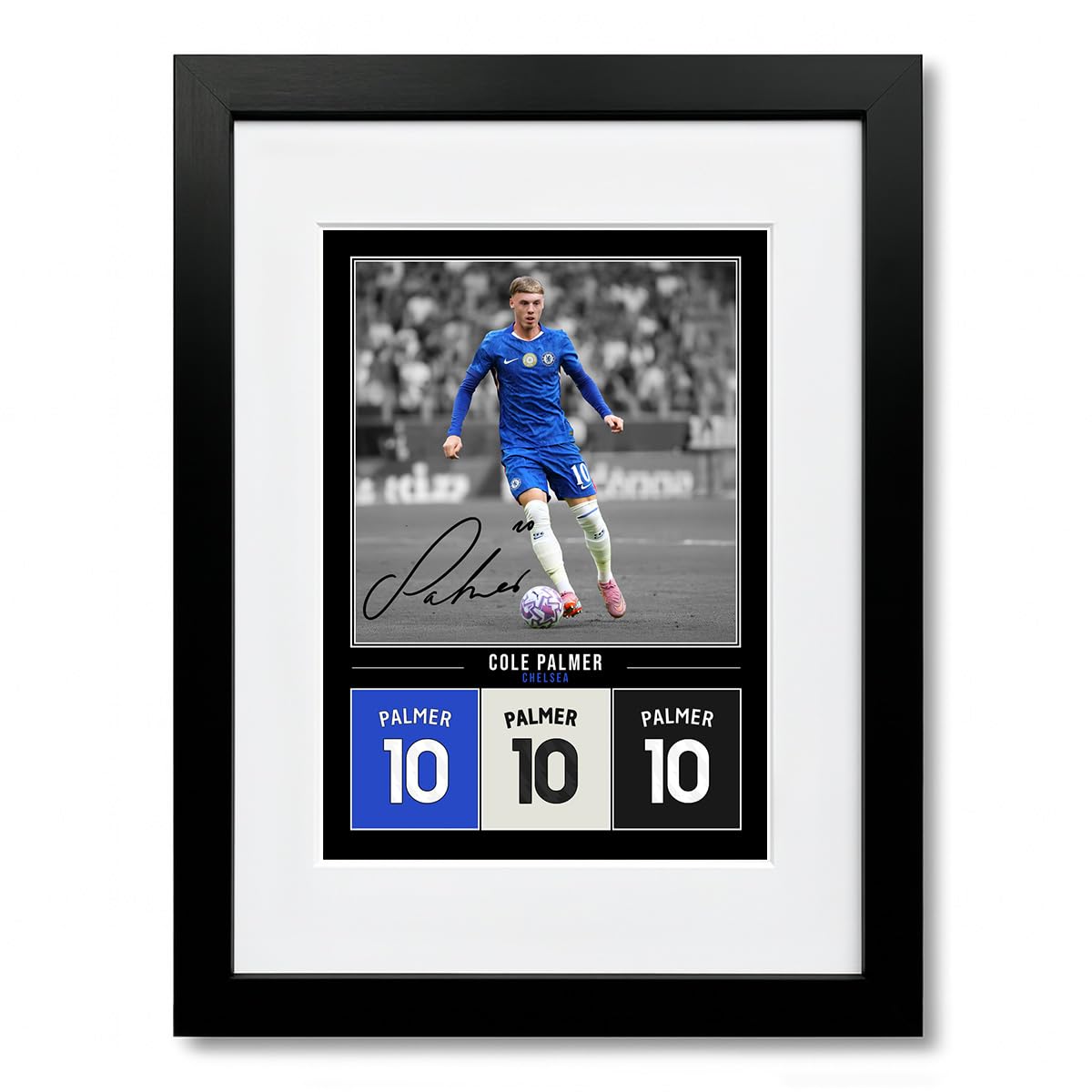 Cole Palmer Chelsea Signed Photo Poster A4/A3 Print Picture Display Framed Autograph Memorabilia for Football Fans Gift England (A4 Framed & Mounted Black)