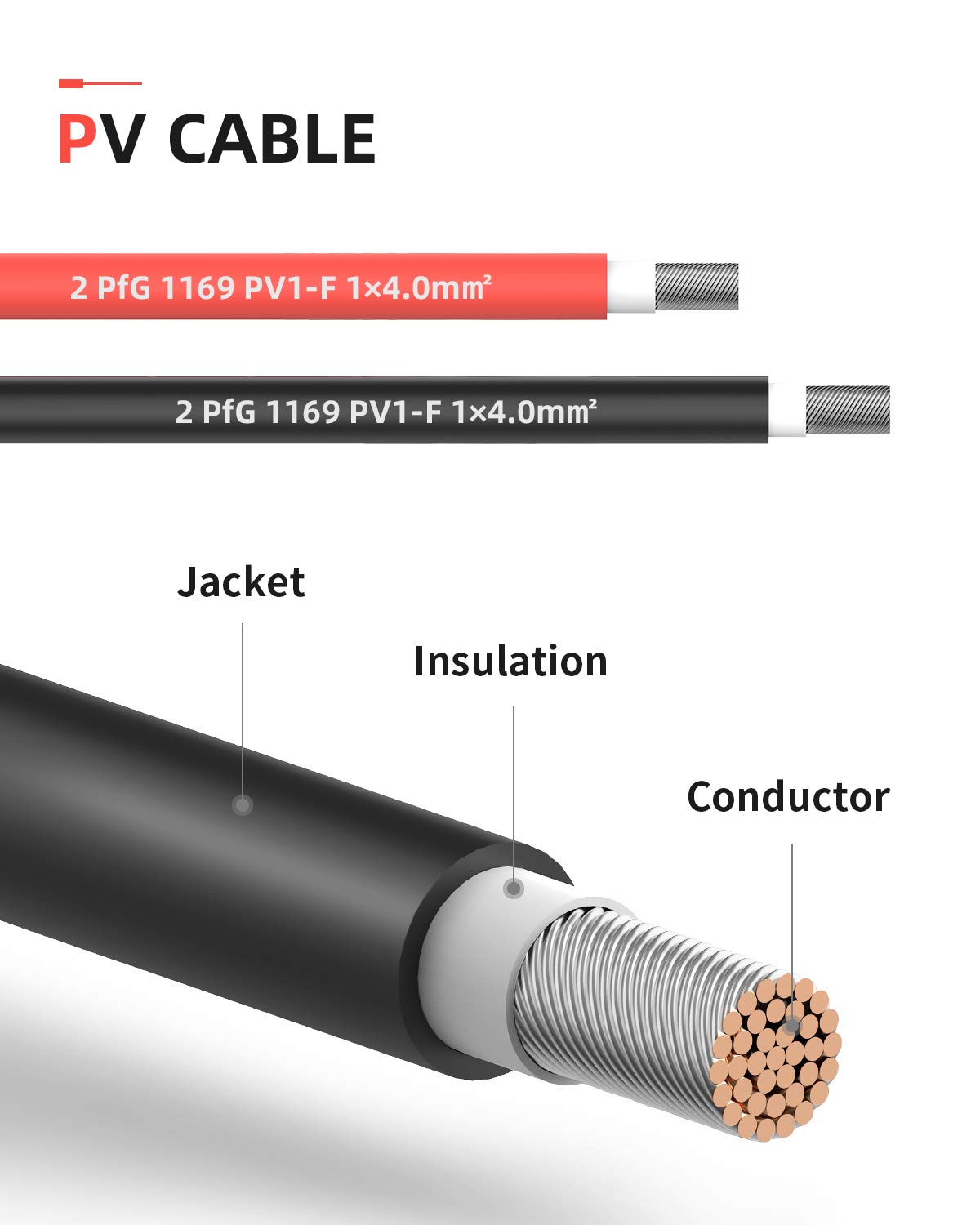 BougeRV Cavo di prolunga solare da 30 m con connettore femmina e maschio con coppia extra di connettori per pannello solare, kit di attrezzi (30 m rosso + 30 m nero)