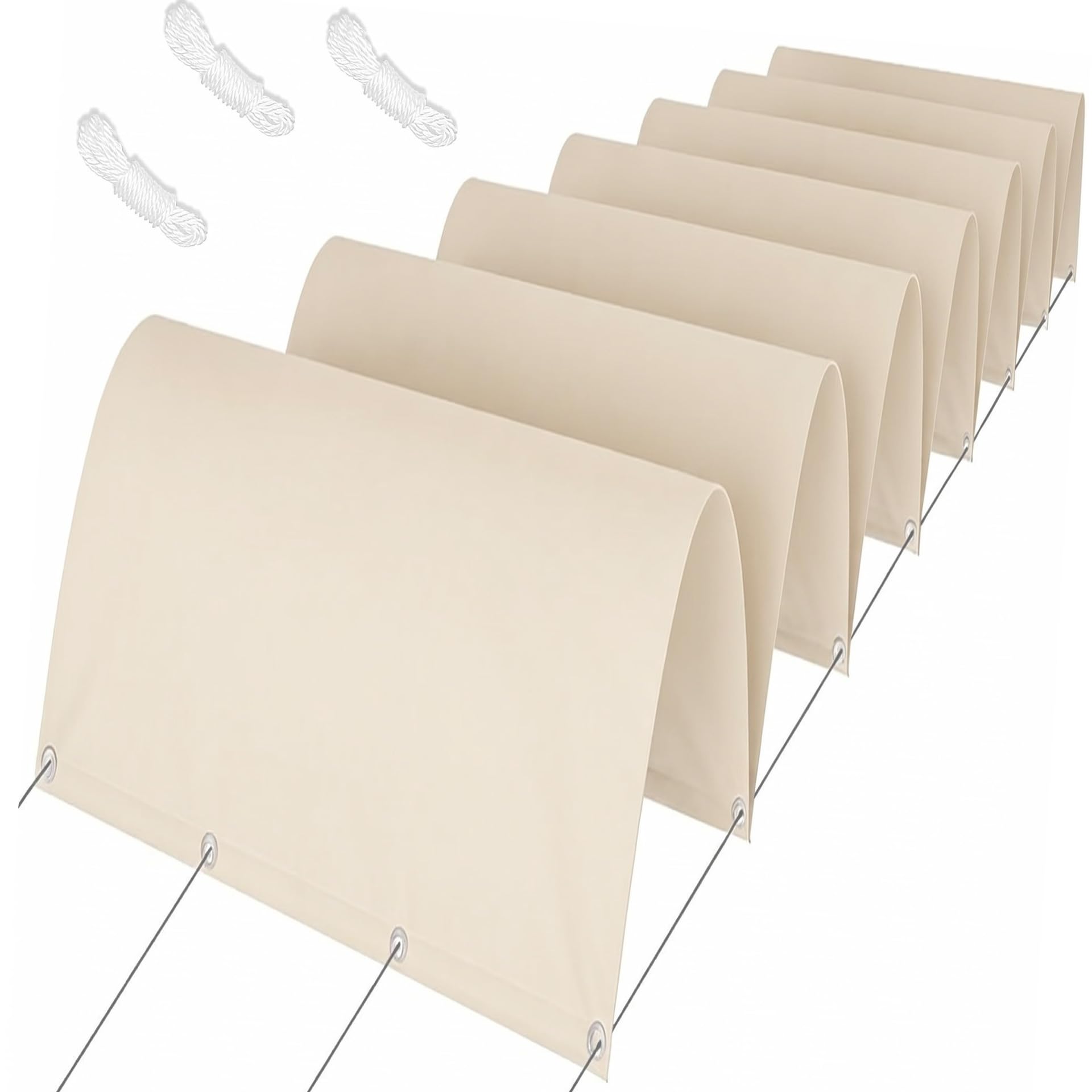 Voile d'ombrage rétractable en polyester blanc cassé haute résistance 165x420