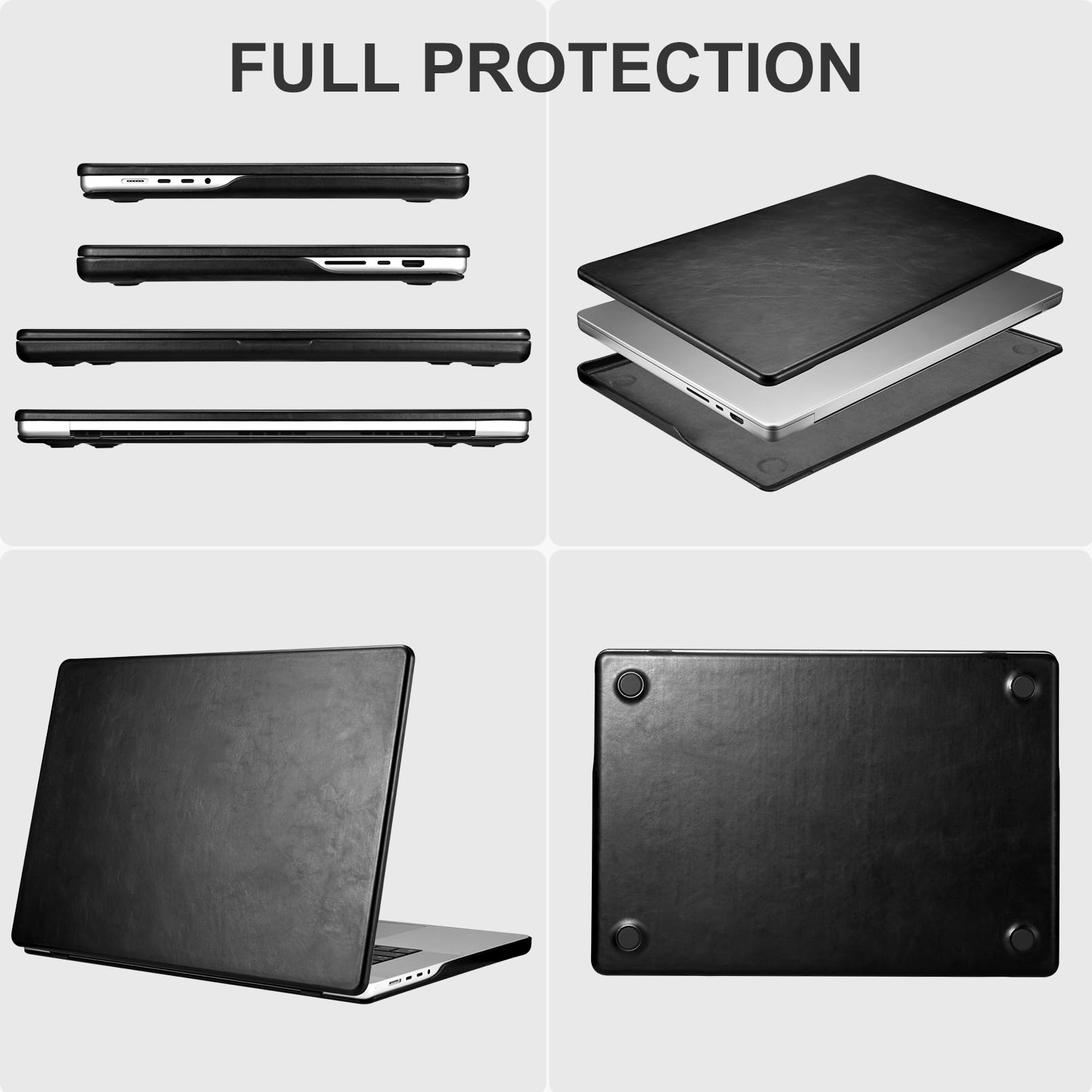 ICARERFAMILY Funda MacBook Air 13.6 Inch Case 2022 M2 A2681, Carcasa Protectora Ultra Delgada de Cuero Avanzada Carcasa Protectora Apple MacBook Air 13.6 Inch, disipación de Calor - Negro