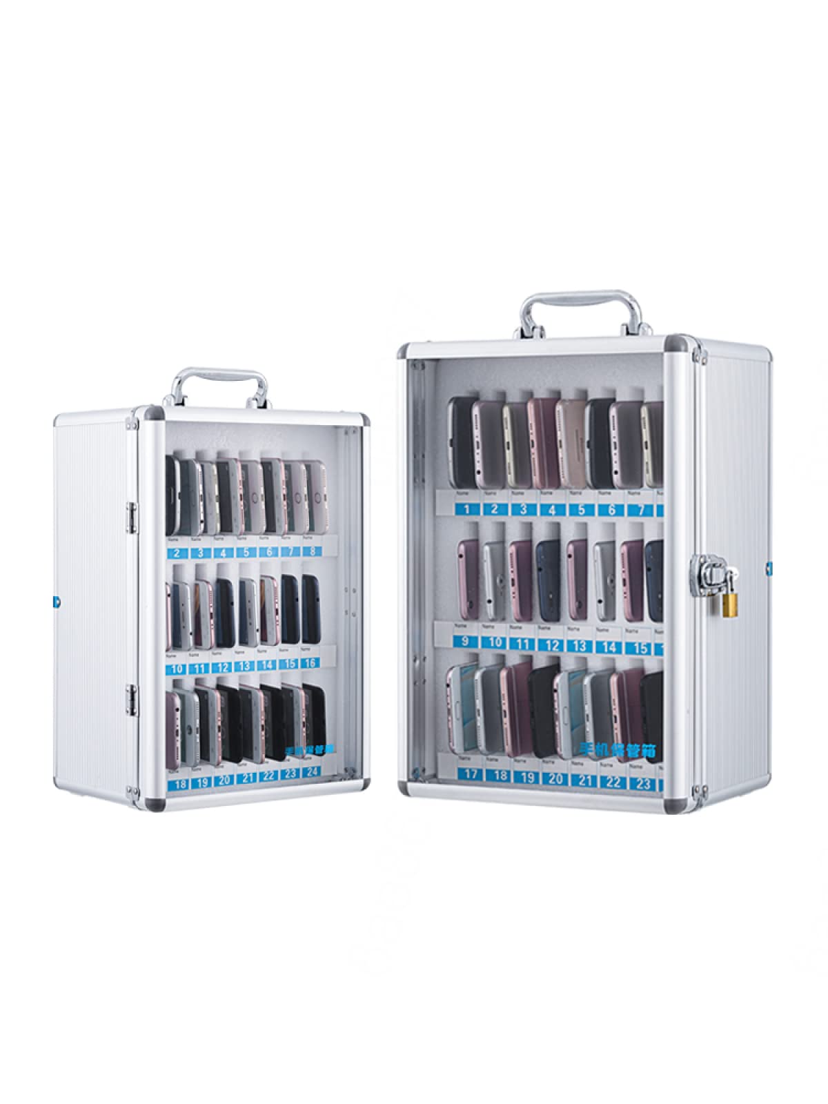 Caja Transparente Para Guardar El Teléfono Con Asa 12/24/36 Ranuras Para Escritorio Soporte Portátil Para Teléfono Móvil Solución De Almacenamiento Segura Para La Oficina Ideal Para El Hogar