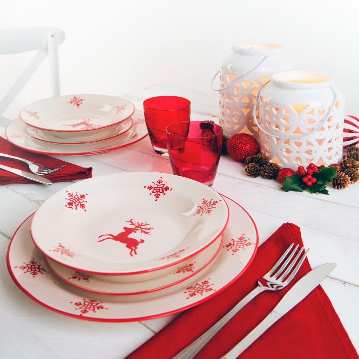 Excelsa Happy Colour Set Bicchieri, Vetro, Rosso, 8 x 8 x 10 cm, 6 unità