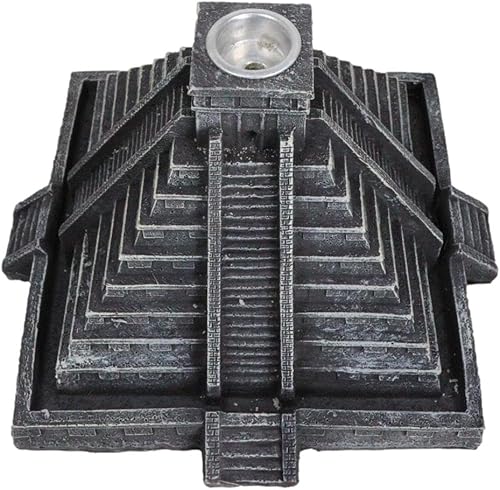 Miniatura 4 de Ebros Gift Templo de Kukulcán Mesoamericano Azteca Escalón Pirámide del Sol y Luna Decorativo de Cono de Incienso de Retorno Estatuilla de Soporte