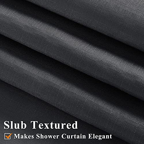 Spwiy Black Shower Curtain With Snap In Liner Shower Curtain Set Modern Solid Color Shower Curtains For Bathroom Luxury Double Layers Shower Curtain For Hotel Style, Water Repellent, Mesh Top Window #TOP3