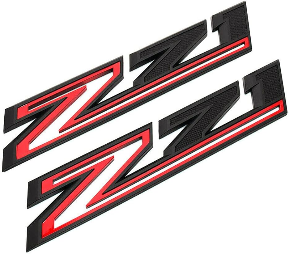 2PCS 2019-2021 Silverado Z71 Emblem Badge 84632695 Nameplate Replacement for Z71 (Red Matte Black), 345Z171DU-1