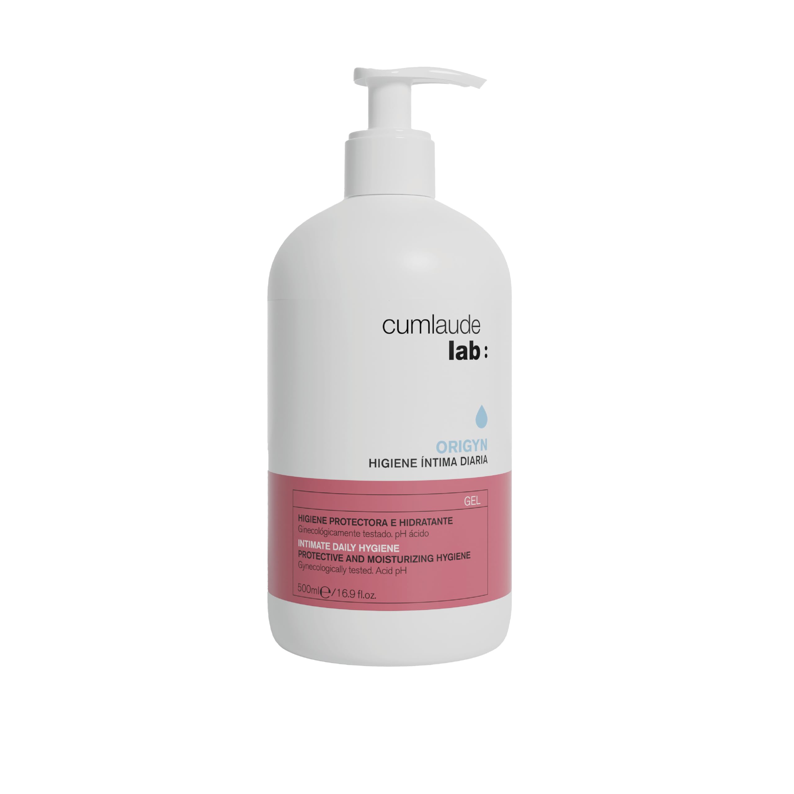 Cumlaude Lab Higiene Íntima Diaria - Gel Limpiador con Propiedades Hidratantes y Protectoras para la Zona Íntima, con Ácido Hialurónico y Ácido Láctico, pH Ácido - 500 ml