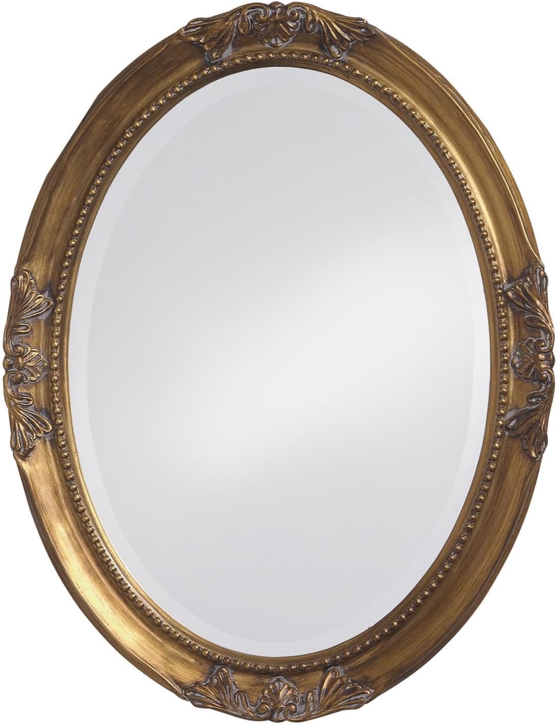 Howard Elliott Collection Howard Elliott Queen Ann Oval Hanging Wall, Beveled, Vanity, Antique Gold Leaf, Decorative Bathroom, Bedroom, Entryway Mirror 25 x 33 Inch