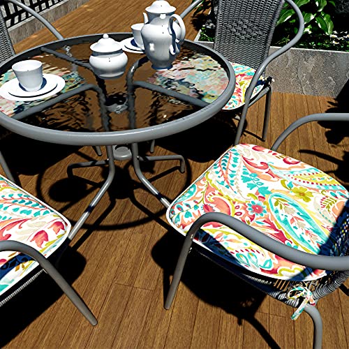 Lvtxiii Outdoor Chair Cushions Set Of 4, Patio Seat Cushions D16Xw17 Inch With Ties For Patio Furniture Chairs Home Garden Decoration, A Pretty Paisley #TOP4