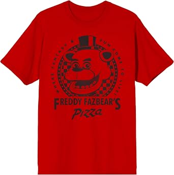 Five Nights At Freddys Freddy Fazbears Pizza Where Fantasy & Fun Come to Life Mens Red Crew Neck Short Sleeve T-Shirt-XL