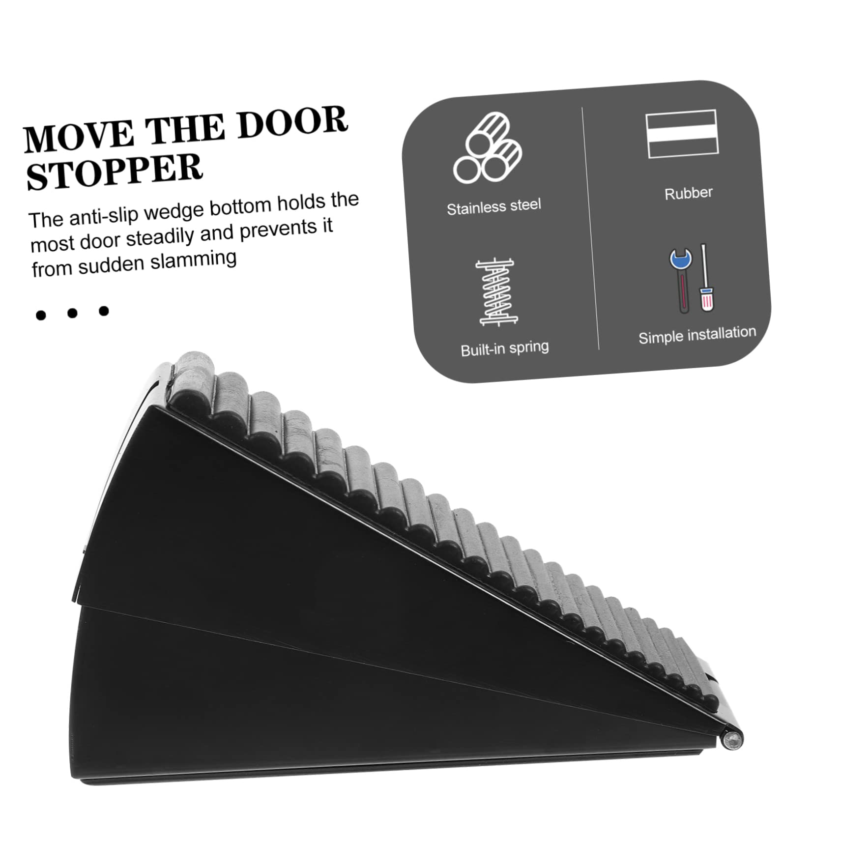Topes de Puerta, 2 Piezas, Protector Marco, Parachoques, Pared, Tope, Alarma, Corrientes Aire, Hotel, topes sin Perforaciones, Dormitorio(Blackx5pcs,13X8.3X4.8CMx2pcs)