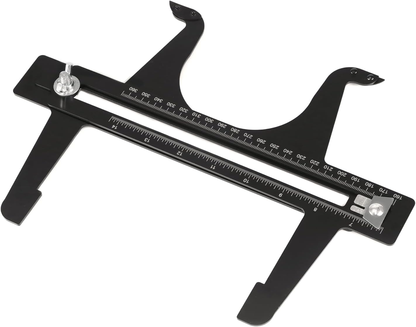 QWORK Brake Measuring Tool 6.5-14.25 Inch - Professional Precision Brake Resetting Gauge Tool Dual Scale Combination for Rear Drum Brake Lining Shoe, Disc Rotors, Parking, Hand Brakes