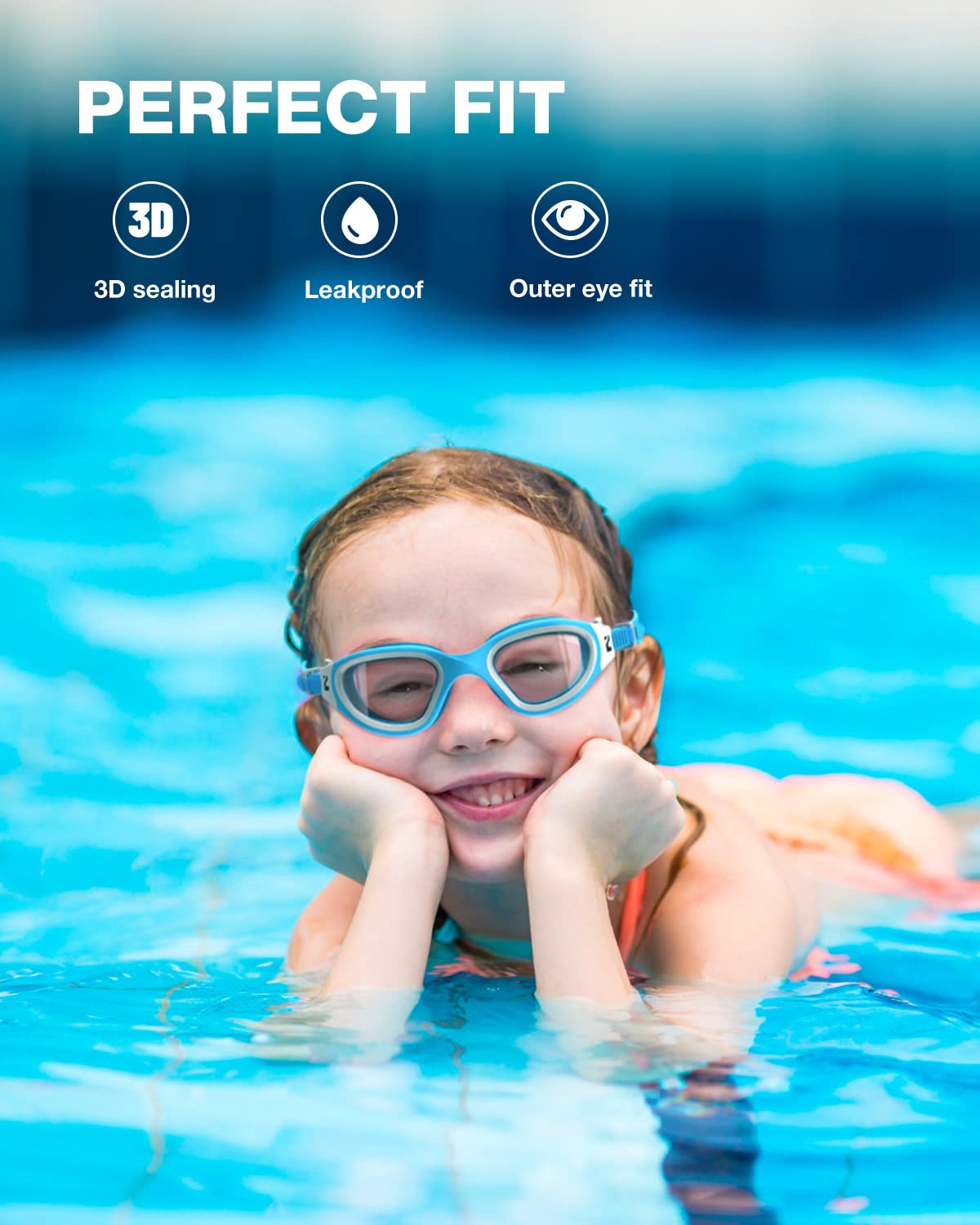 ZIONOR G1MINI - Occhialini da nuoto per bambini, polarizzati/non polarizzati, comodi per bambini, anti nebbia, protezione UV, per ragazze e ragazzi (anni 3-14)