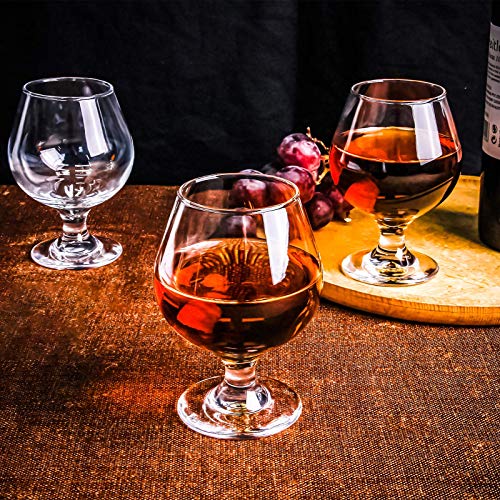 Brandy Snifters Glass Set Of 6, 12 Oz Classic Stemmed Cognac Glasses Glass Snifters Set Perfect For Scotch & Bourbon, Short Beer Tasting Glasses #TOP5