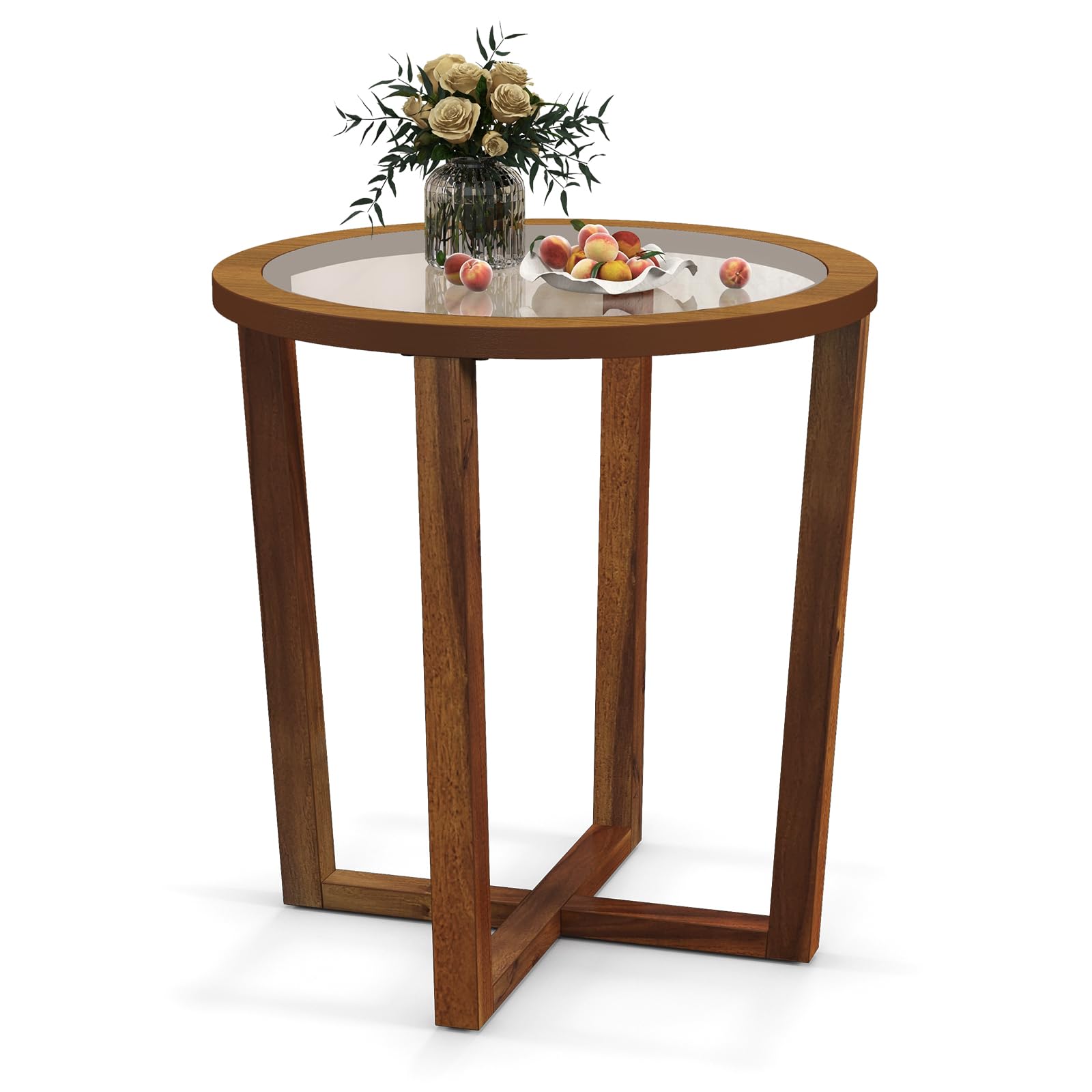 【あーき】X-base Smoked Glass Table Smoked Glass Round Top X-Base Coffee Table For Sale at