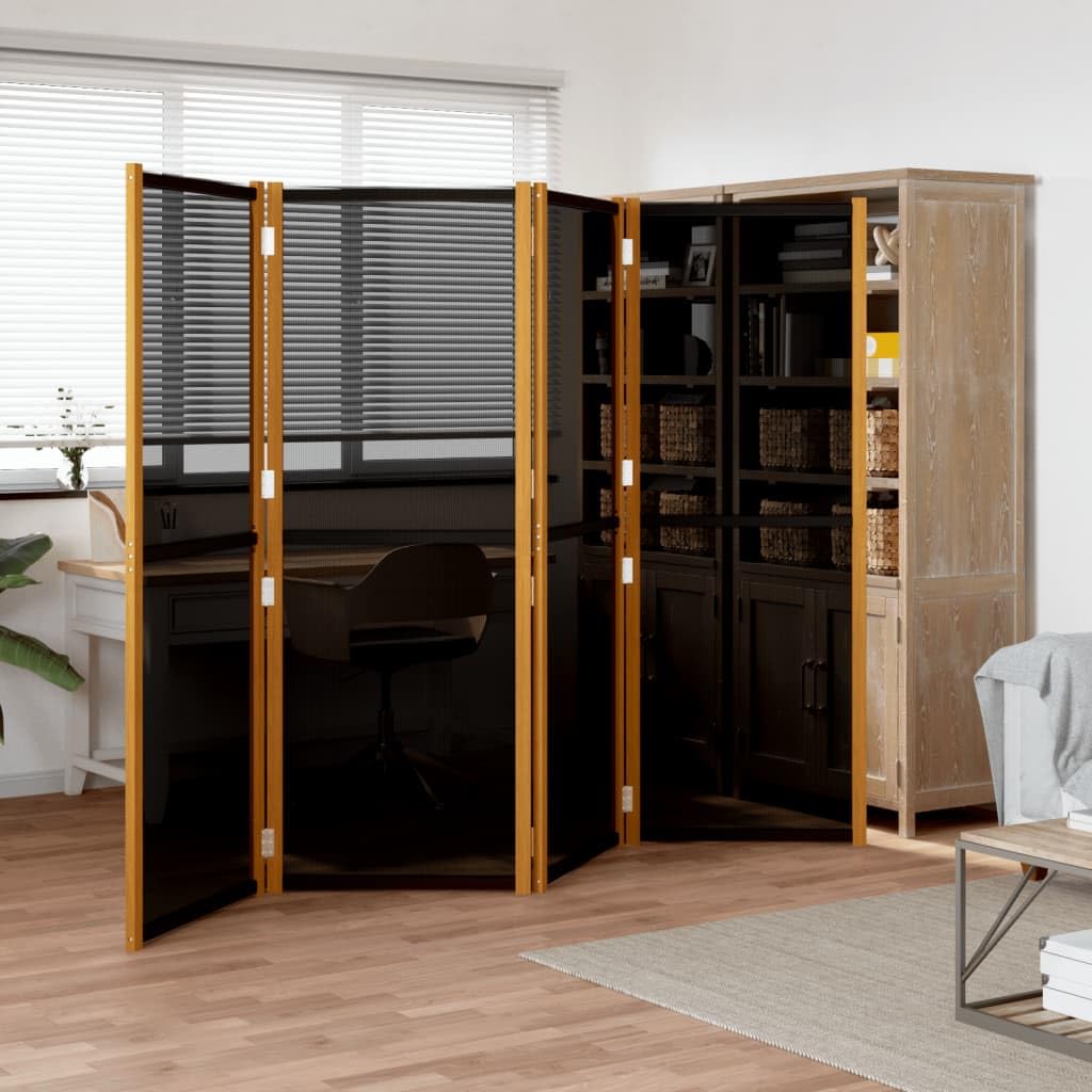 Paravent 4 pièces noir en bois d'acacia massif 280 x 180 cm, résistant aux intempéries, pliable, paravent extérieur, brise-vue, vestiaire multifonctionnel, mur espagnol