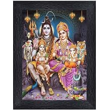 Bhole Nath parivar Maa Parvati, Ganesh, Kartikey and Shiv Shankar Religious Wood Photo Framesphotoframe,Multicolour,6x8inch-20389-photoframe-5x7.jpg