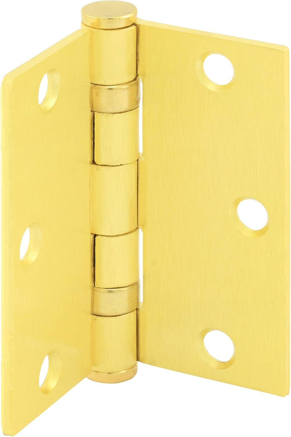 Prime-Line U 1156263 Door Hinge Commercial Smooth Pivot 2 Ball Bearing, 3-1/2 In. x 3-1/2 In. with Square Corners, 3 Holes per Leaf with Screws, Satin Brass Finish, .122 In. Gauge (3 Pack)