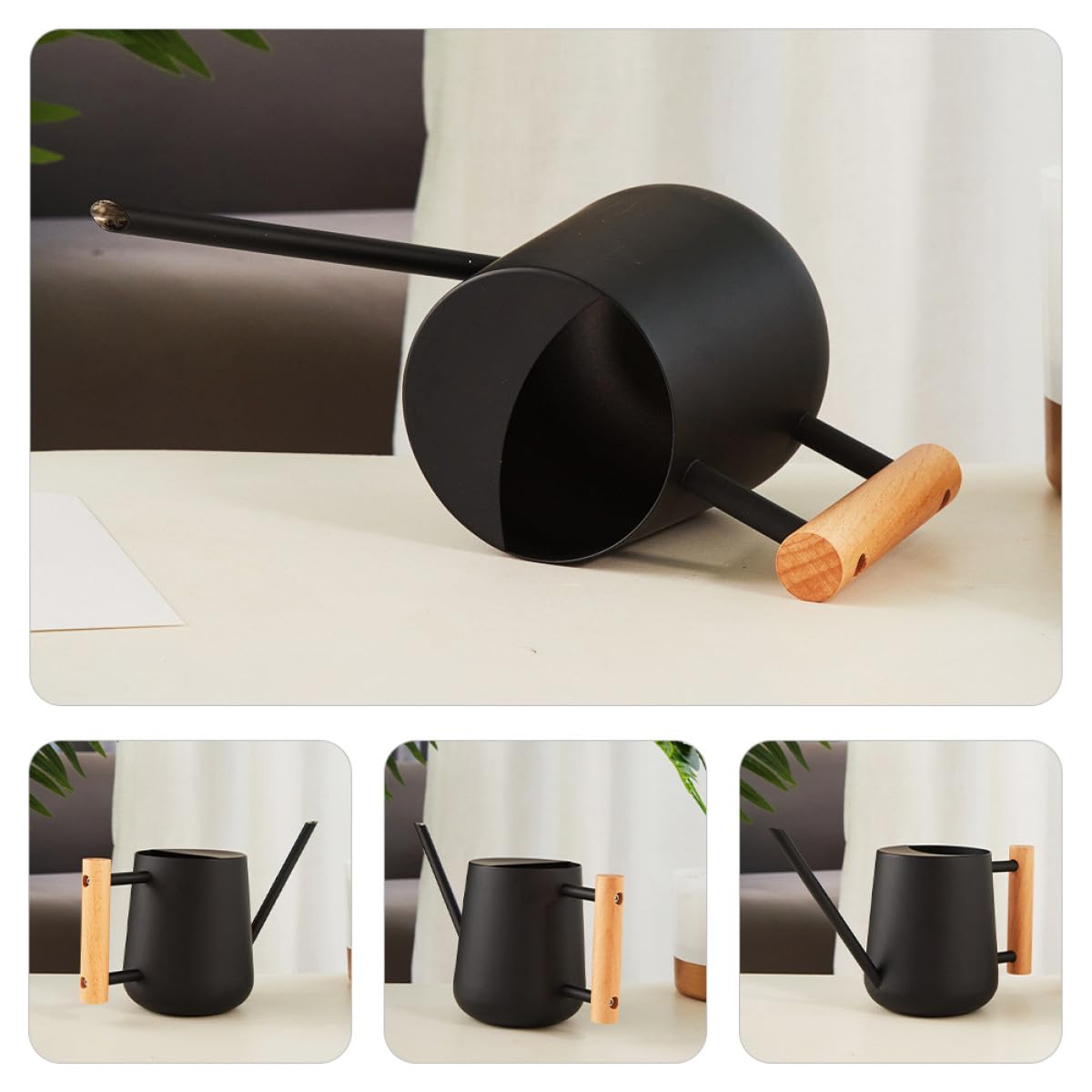 Tofficu Annaffiatoio per Fiori e Piante da Interno 900 Ml in Acciaio Inox Beccuccio per Irrigazione Mirata di Bonsai e Piante in Vaso, Accessorio per Giardinaggio Casa e Balcone,