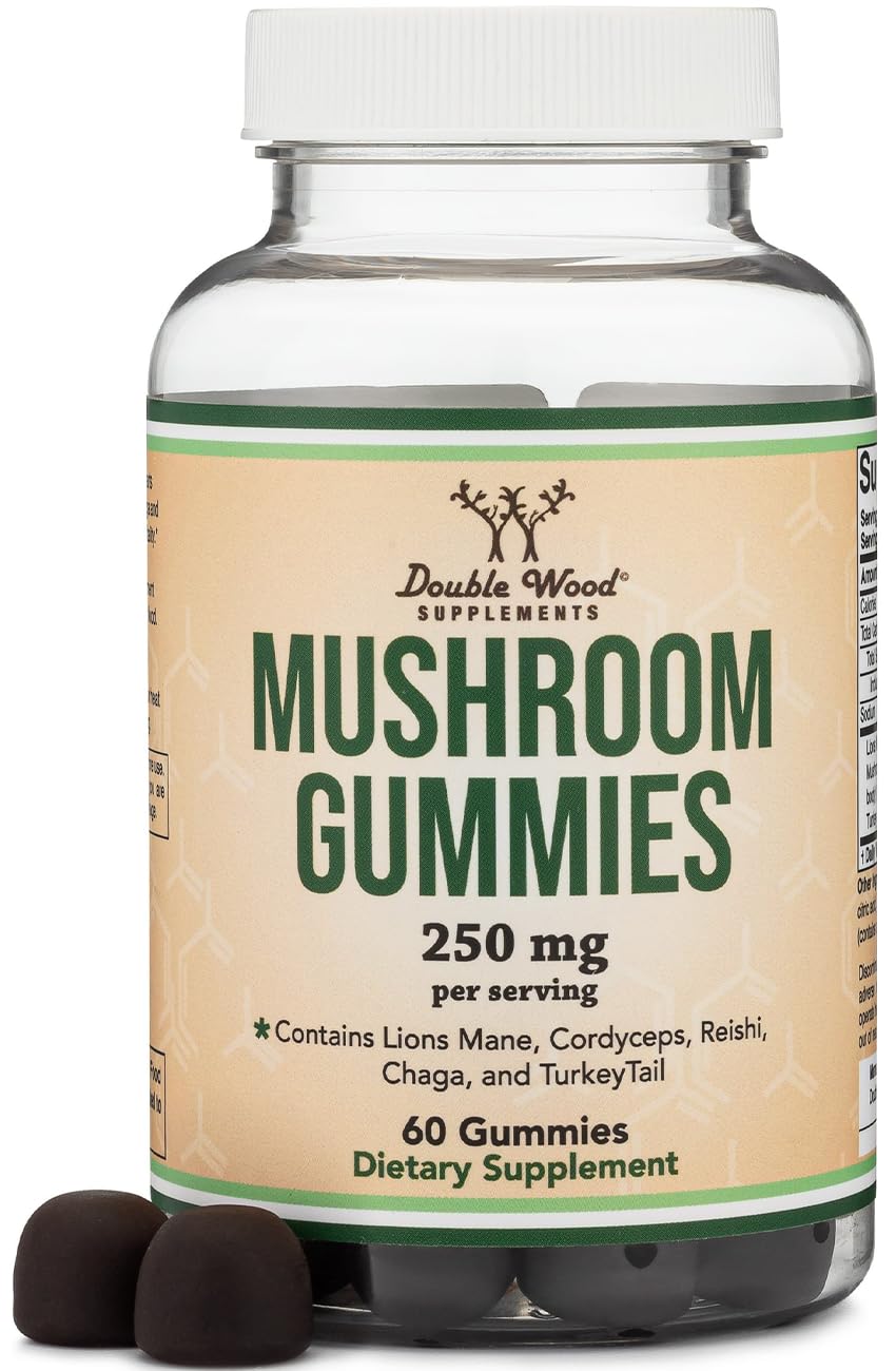 Lion's Mane Mushroom Gummies 250mg, Immune + Brain Support, 60 Gummies