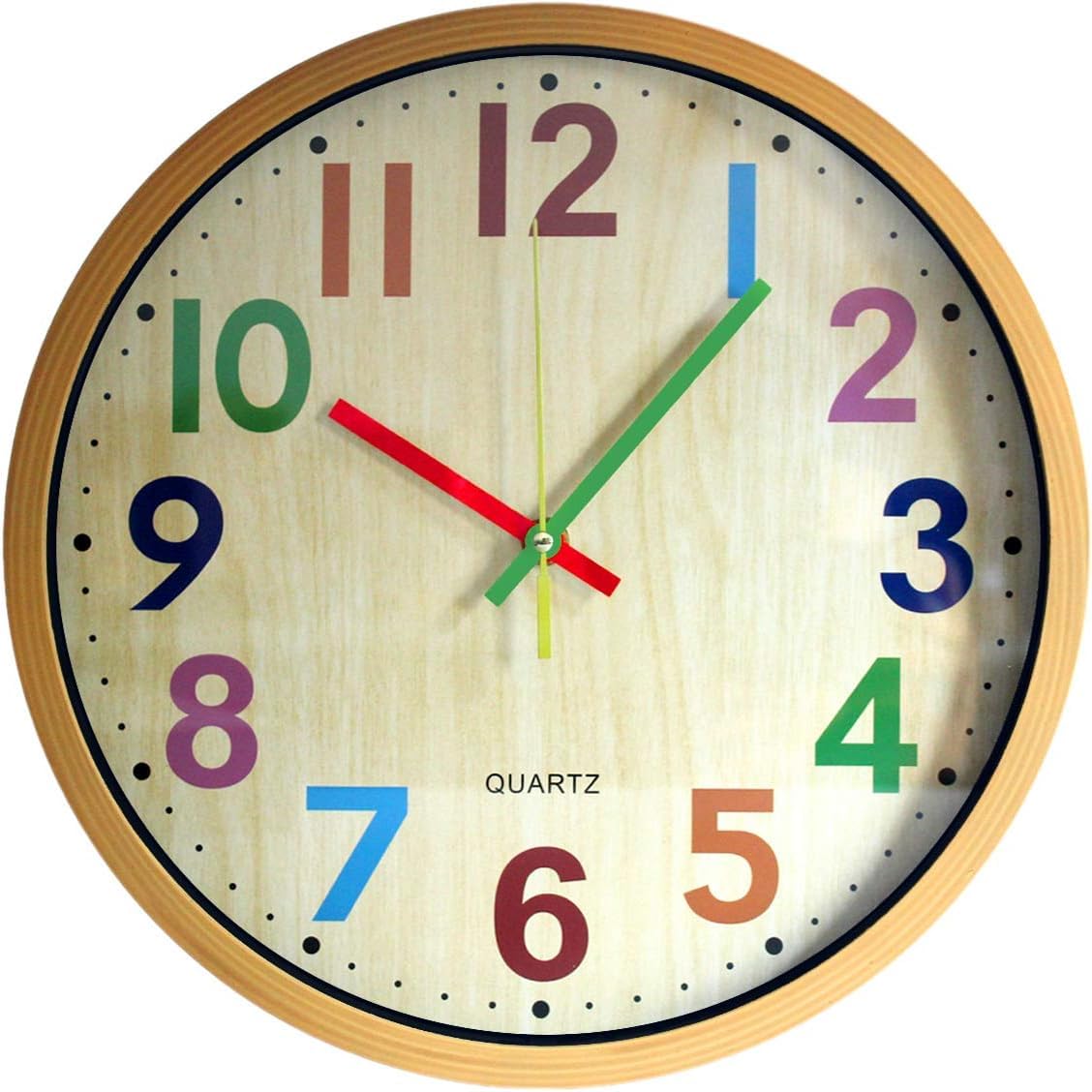 SIN&MI Wall Clock, 12 Inch Easy to Read Silent Non-Ticking Colorful Battery Operated Clock,for Bedroom,Living Room,Kitchen,Office,School Classroom (Black) — image 1