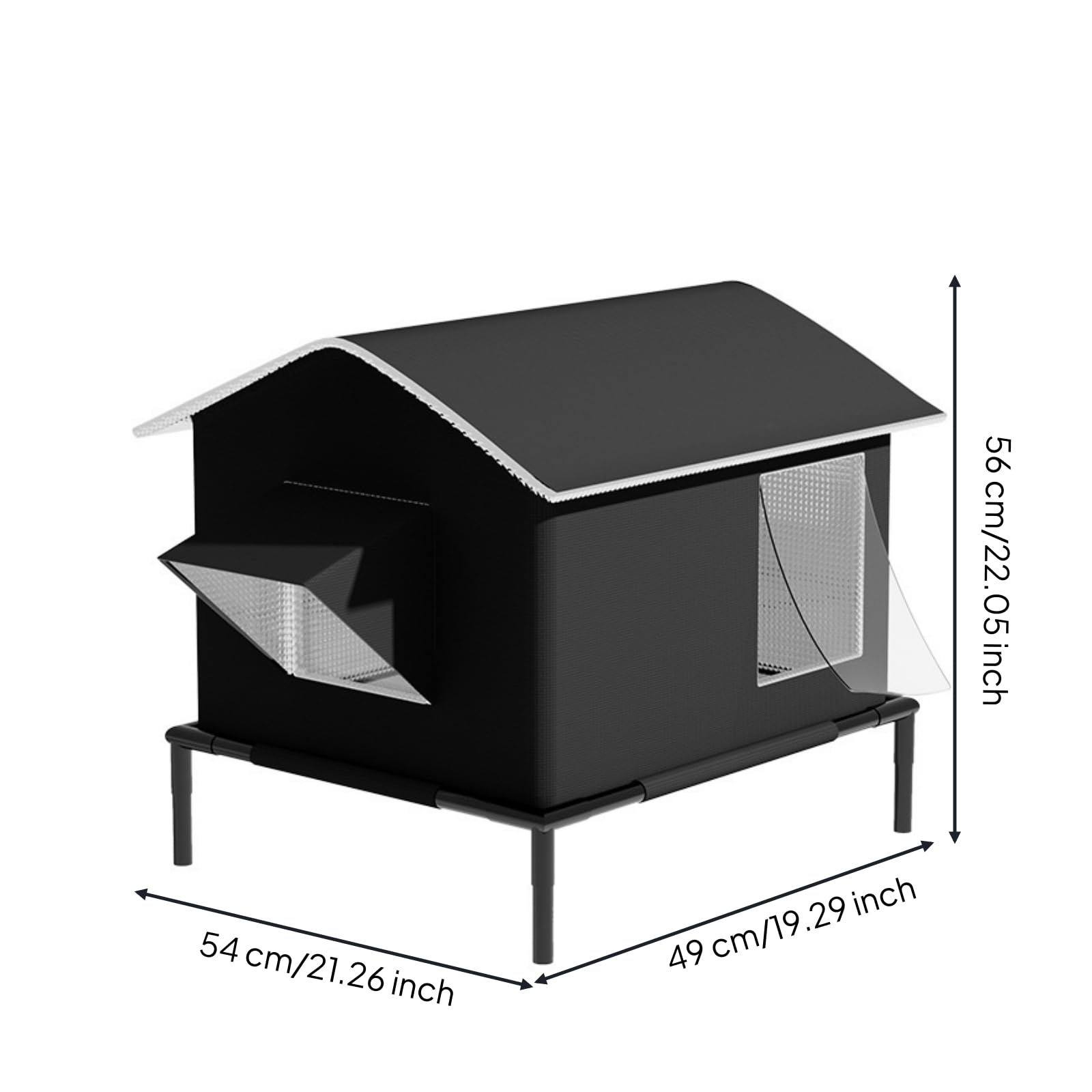 Refugio para Gatos Exterior Casa Refugio Cobertizo Caseta Elevada con Techo a y Cuerpo Cerrado con Ventana Transparente Apto para Jardín Patio Porche Interior