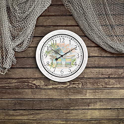 La Crosse Technology 433-3841Mv 15.75" Indoor/Outdoor Quartz Wall Clock-Margaritaville Changes In Latitudes, White/Multi #TOP4