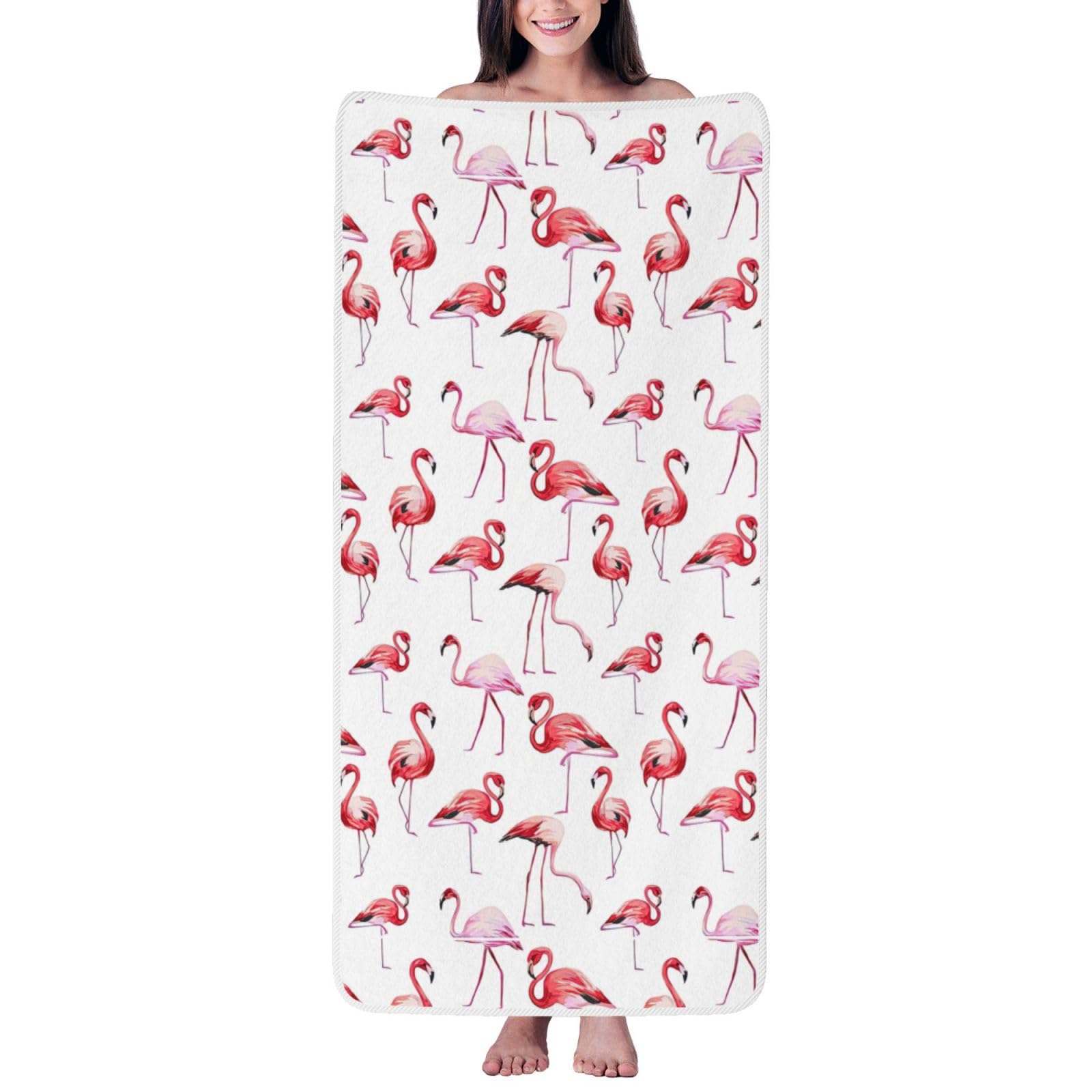 JBJGKHLP Painting Flamingo Print Women Men Couples Coral Velvet Bath Towel Ultra-Soft For Home Bathroom Travel