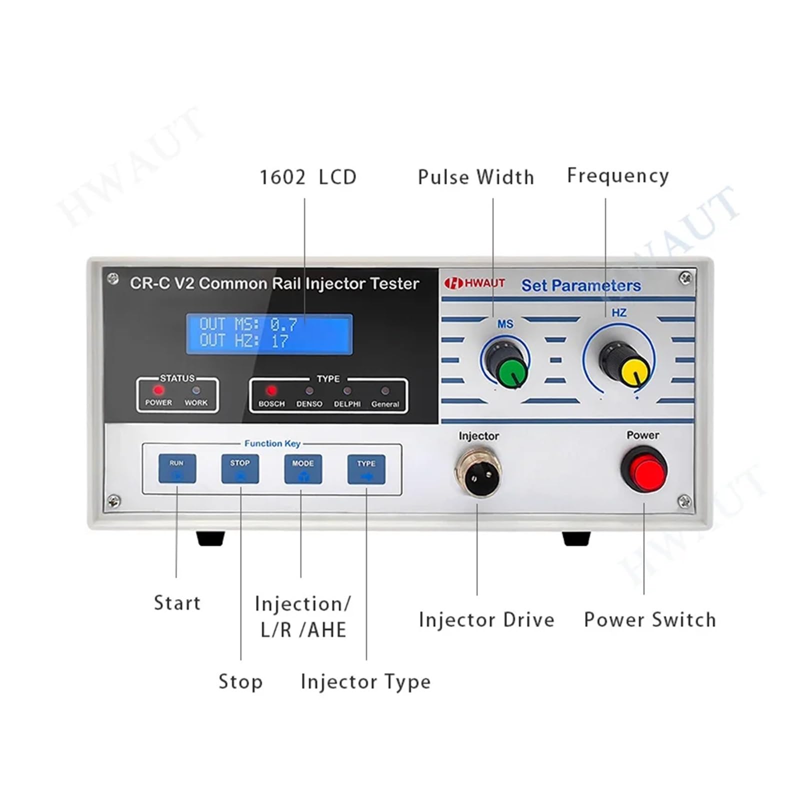 Kraftstoffkompatibel for Diesel CR C V2 PRO Common Rail Injektor Tester mit AHE Dynamischer Hubtest Cr-c Injektor Tester Kompatibel for Bosch Denso Delphi