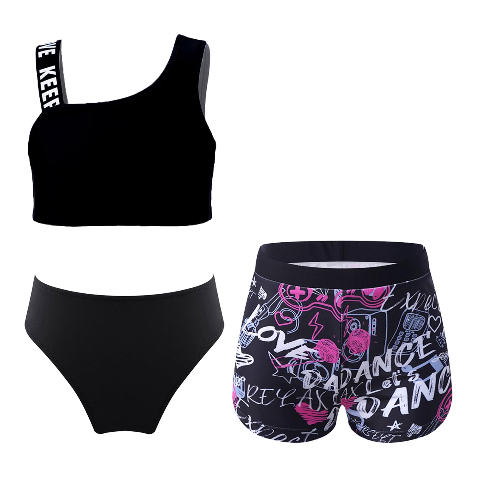 Alvivi Dziewczęce bikini tankini zestaw tank top + szorty dwuczęściowy strój kąpielowy moda kąpielowa dla dzieci strój kąpielowy strój kąpielowy strój kąpielowy na siłownię jogę zestaw sportowy rozm