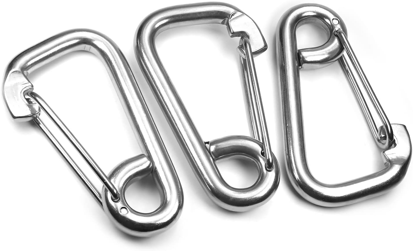 Yinpecly Spring Snap Hook 98.5x159.5mm(LxW)304 Stainless Steel Carabiner Steel Clips for Ropes,Clip Hooks for Keychain,Dog Leashes,Fishing, Camping,Silver Tone 3PCS