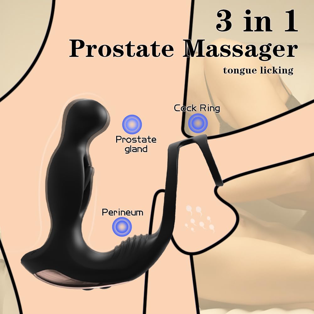 Stimulateur prostatique à double anneau — 9 modes et 5 modes de — jouet anal rechargeable en silicone, étanche, avec anneau