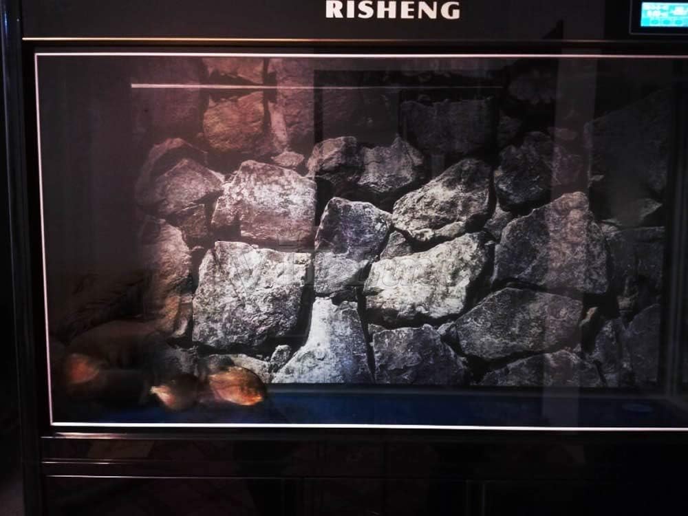 Black Stone Aquarium Background Poster PVC Fish Tank Decorations Landscape (48" x 20"/ 122 x 50cm)