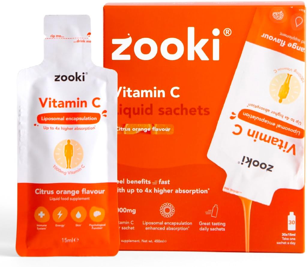 Liposomal Vitamin C 1000mg Liquid – 4X Higher Absorption – Great Taste, Sugar Free, Vegan – Alternative to High Strength Vitamin C Tablets – Immune System – Energy (Citrus Orange, 30 Servings)