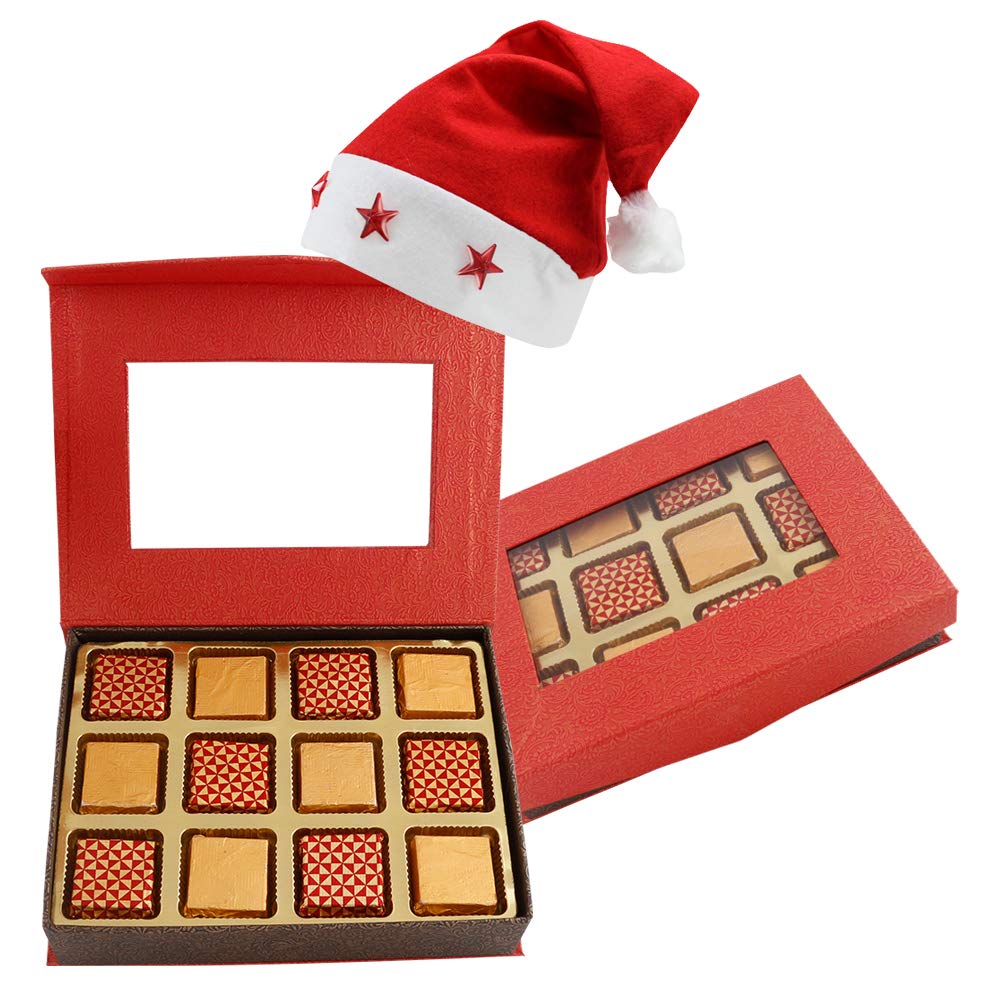 SFU E Com Loaded Nutty Chocolates In Gift Box (12 Pieces) | Chirstmas Chocolate Gift Hamper | Christmas Cap With Chocolates | Christmas Chocolate Gift Combo | 089