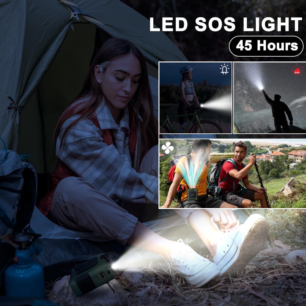 AINFTIME 2025 Portable Waist Clip Body Fan 10000mAh Personal Wearable 6-40H Powerful Outdoor (10000mAH / Green) - Image 4