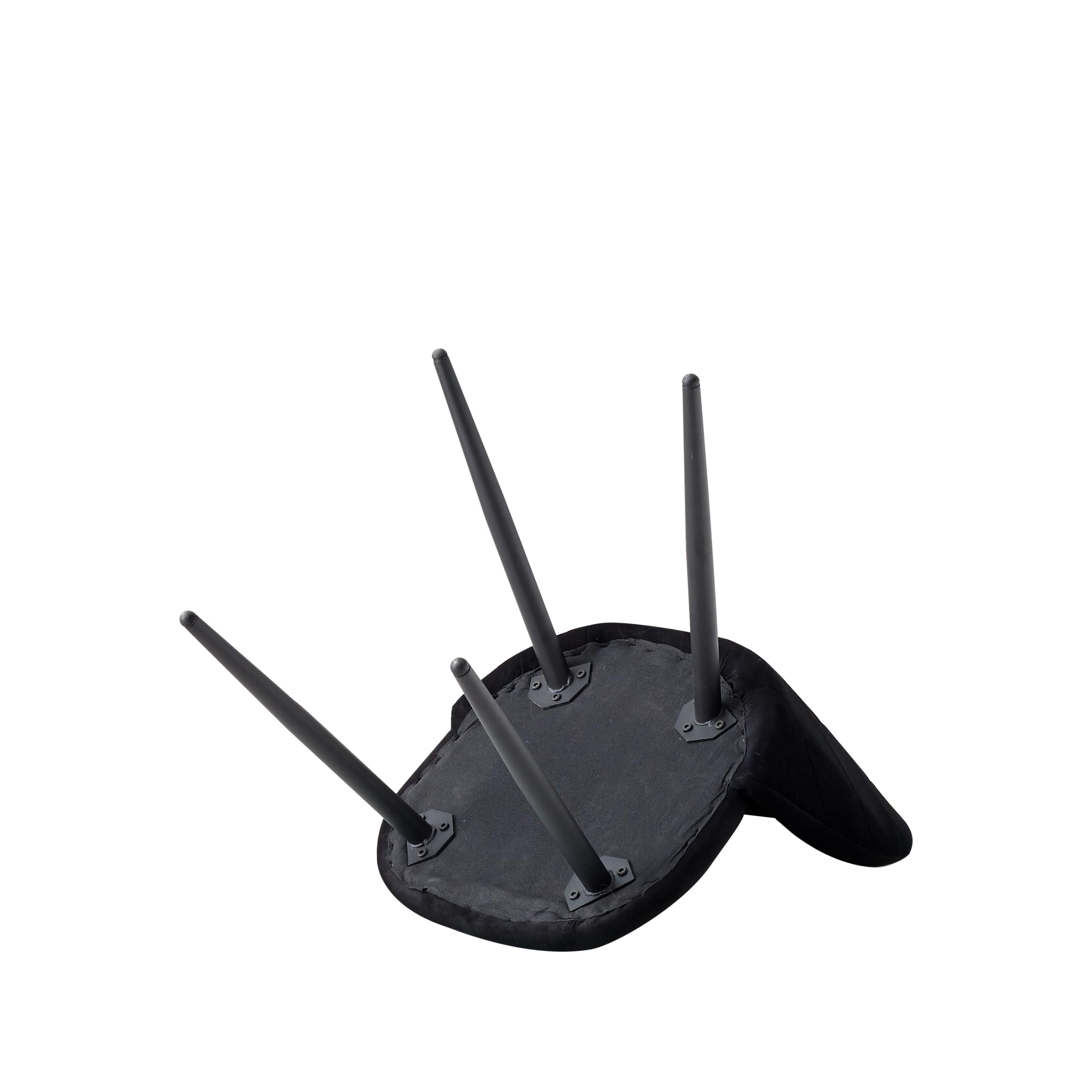 BenyLed Set di 6 Sedie da Pranzo, Sedie da Cucina con Rivestimento in Velluto Sedie da Soggiorno Moderne, con Gambe in Metallo Nero (Nero)