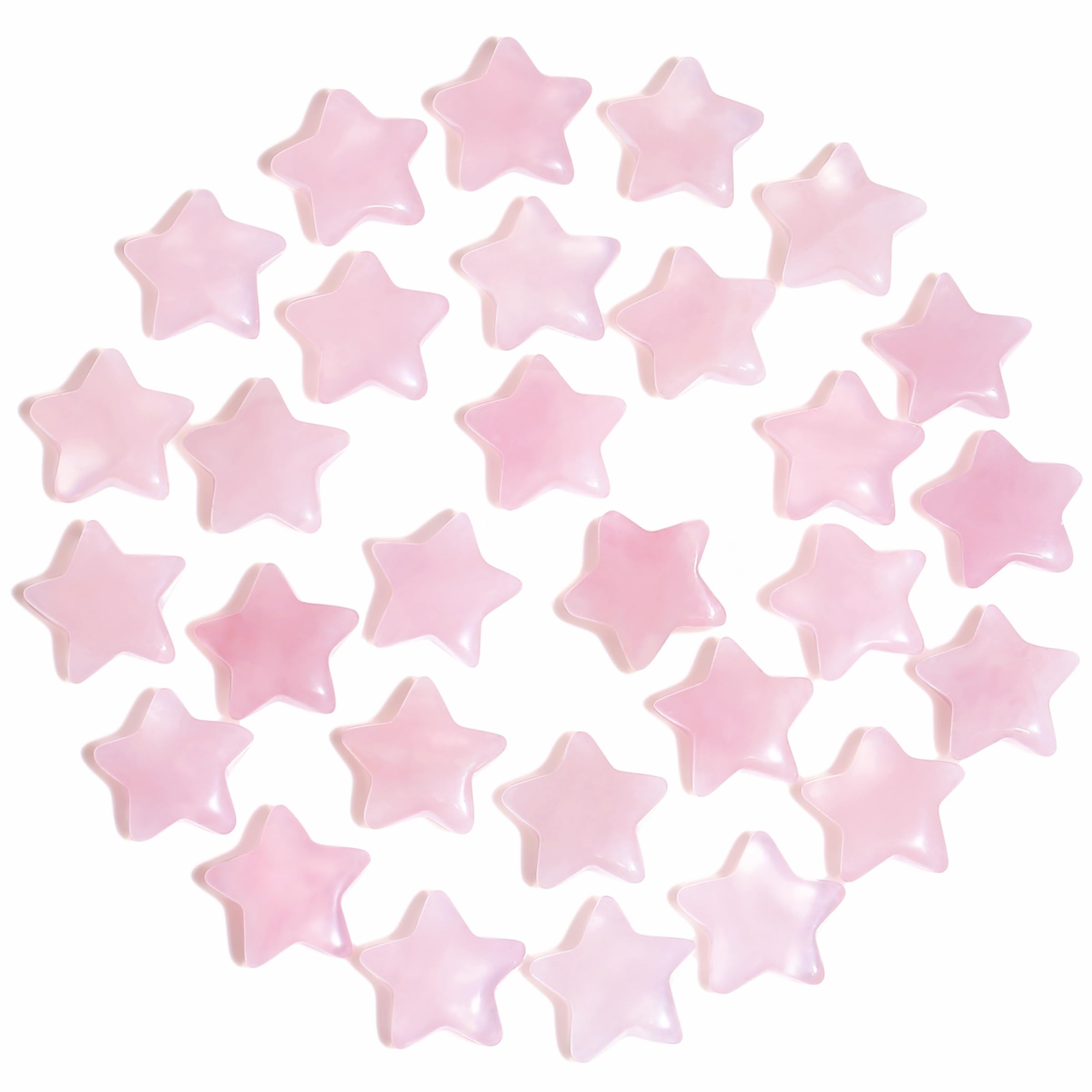 QINJIEJIE 20 PCS Rose Quartz Star Crystals Natural Crystal Polished Healing Cute Mini Pocket Stones Palm Thumb Star Gemstones Set Bulk Wholesale Reiki