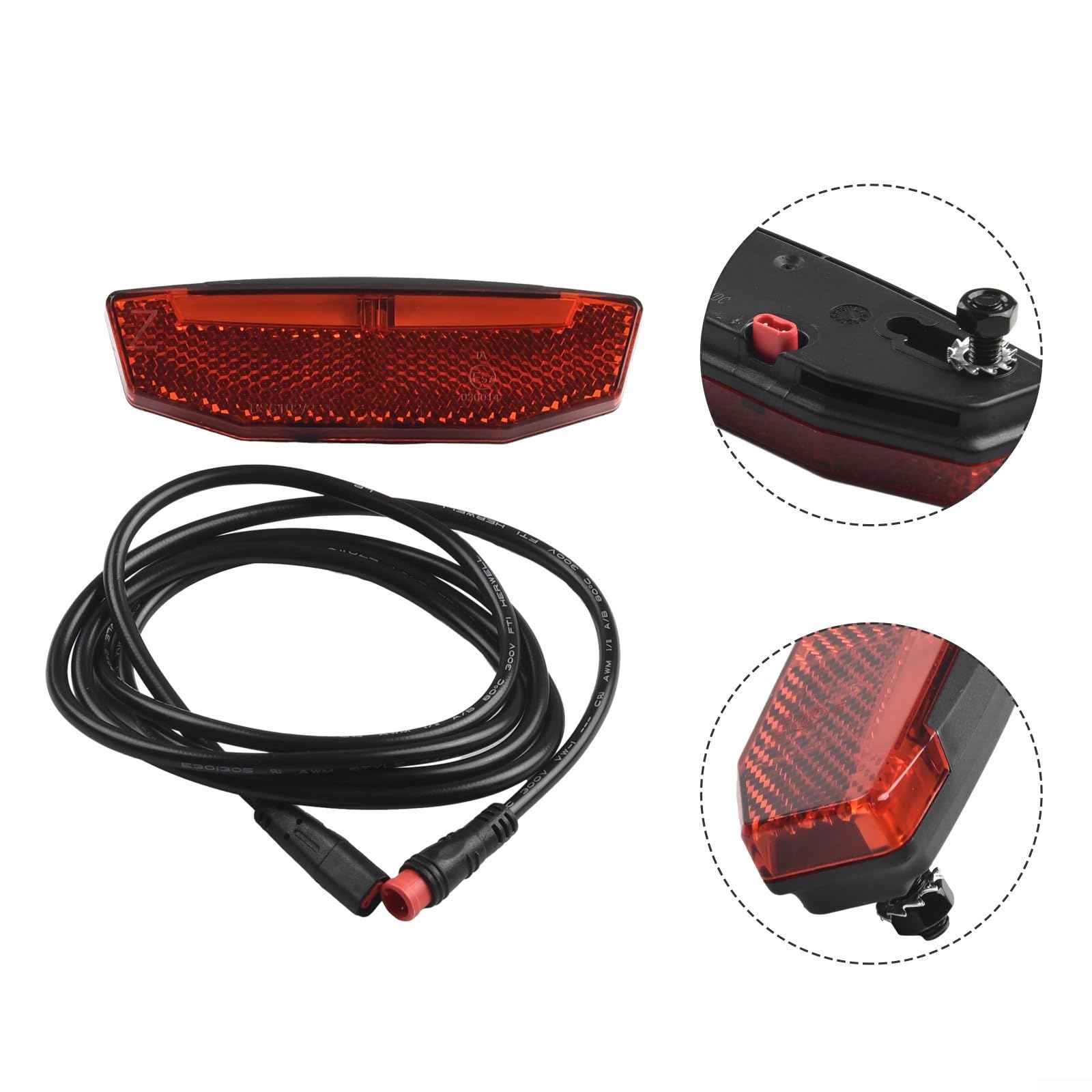 E-For - Fanale posteriore a LED per bicicletta, 36 V, 48 V, per scooter, 7 LED di sicurezza con cavo da 120 cm, alloggiamento in ABS, connettore SM compatibile