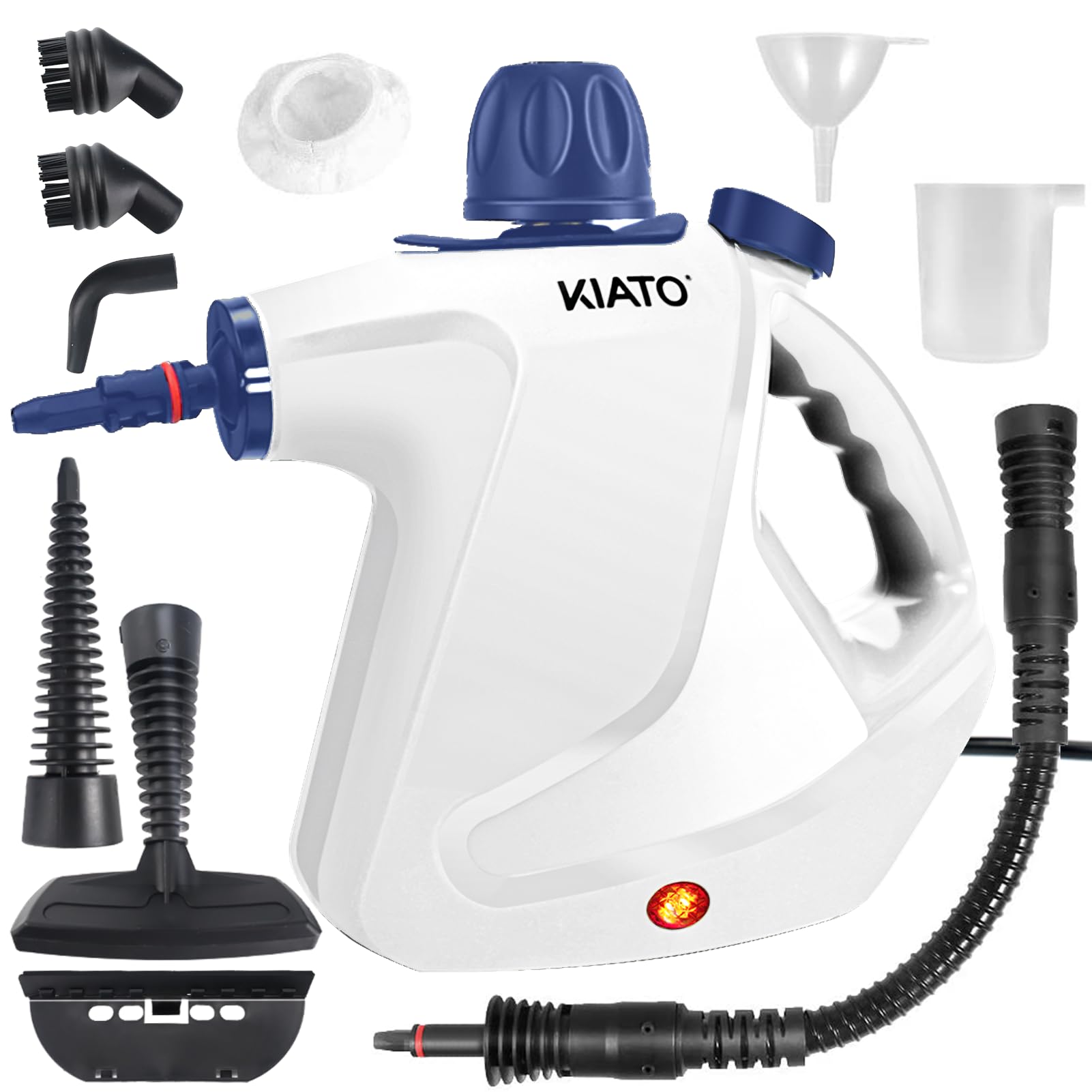 Kiato SC07 Handheld Steam Cleaner, 10 in 1 Handheld Steamer for Cleaning, Upholstery Steam Cleaner for Surface Cleaning Home, Furniture, Sofa, Car, Tile (White)