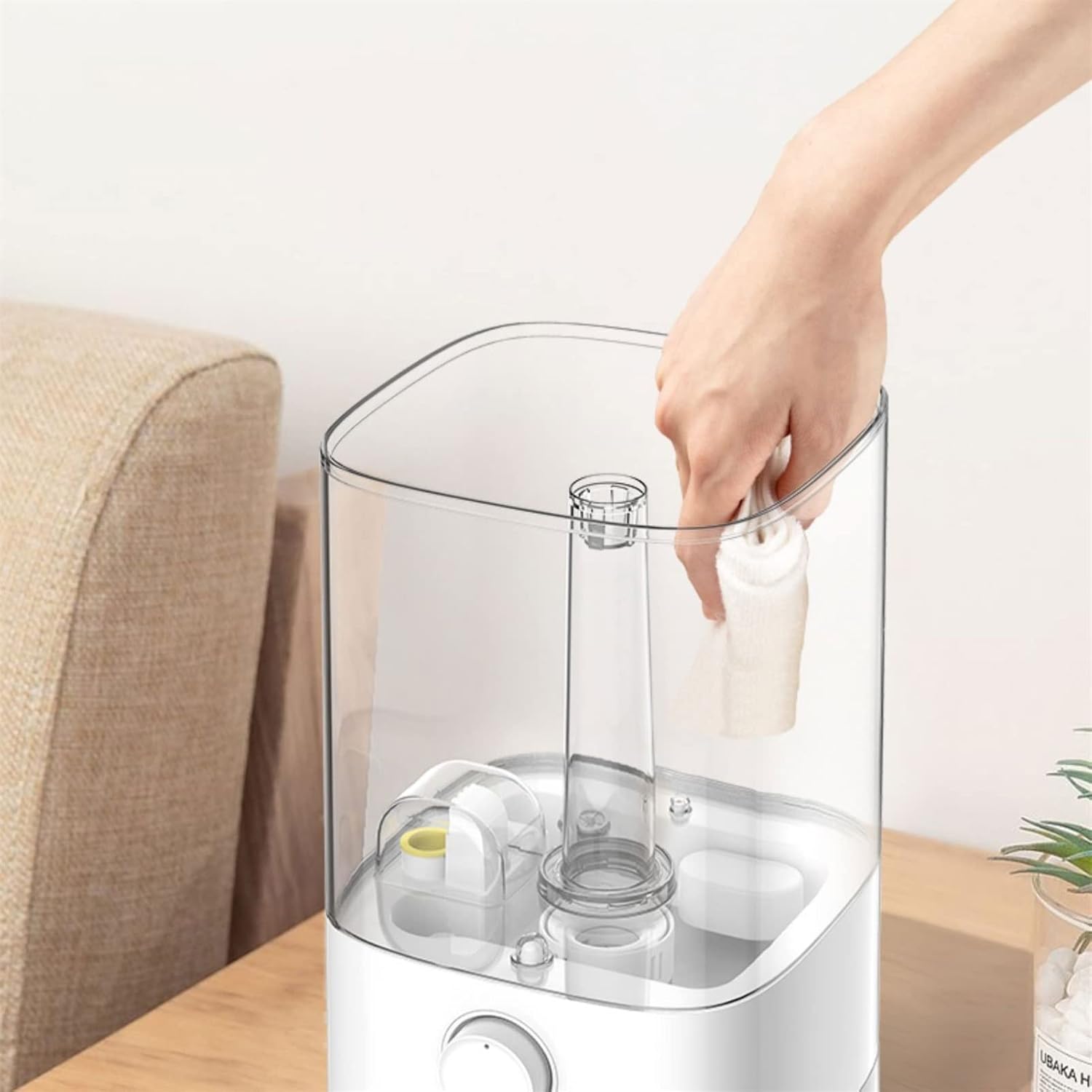 Desktop Humidifier Oil Diffuser Household Mute Top Fill Humidifier with Adjustable 360° Rotation Nozzle Auto Shut-Off 4.5L Transparent Water Tank Floor Humidifiers
