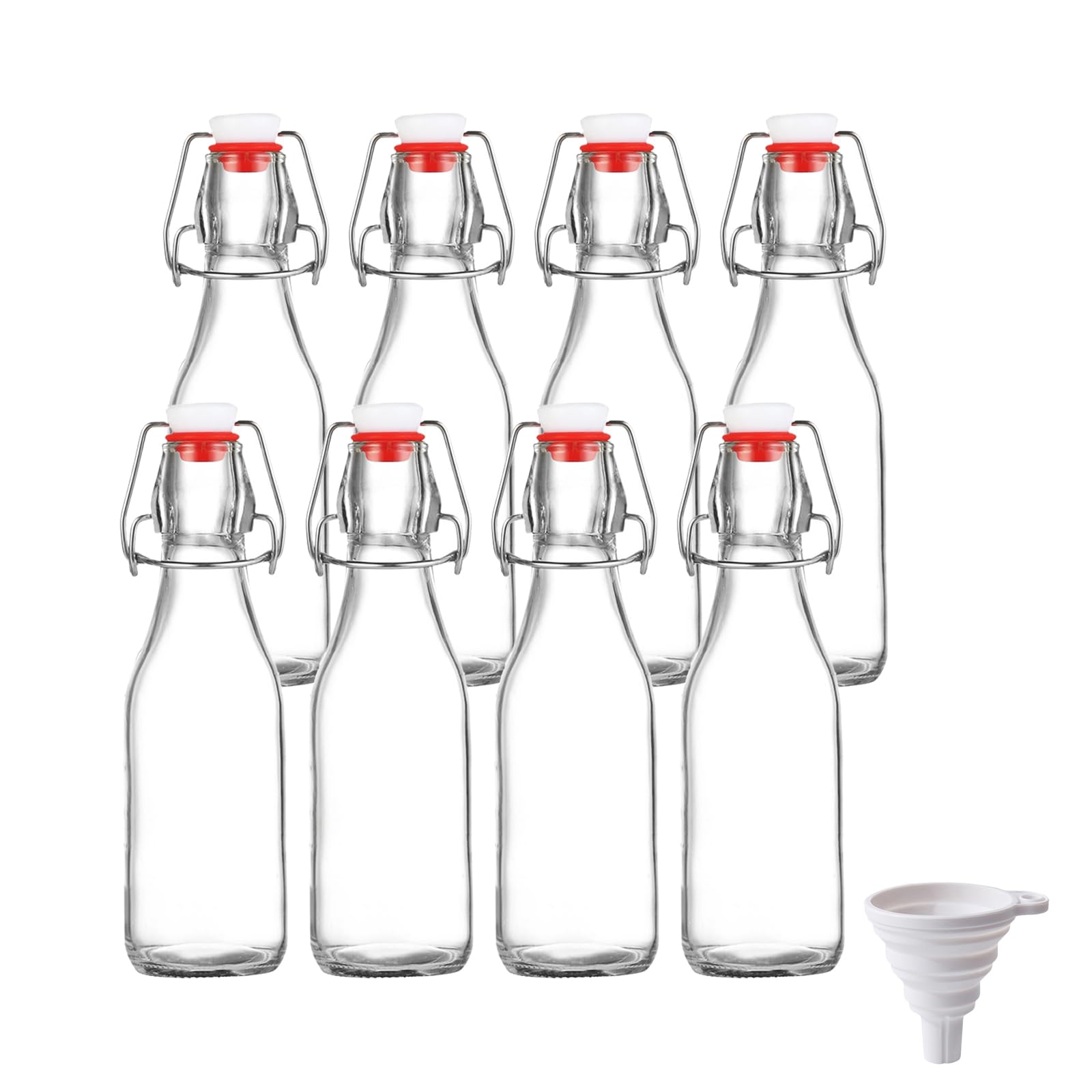 Yumzxin 8 Pack 250ml Glass Bottles with Lids - Airtight Swing Top for Home Brewing Beer, Kombucha, Juice, Oil, Vinegar & Beverage Storage