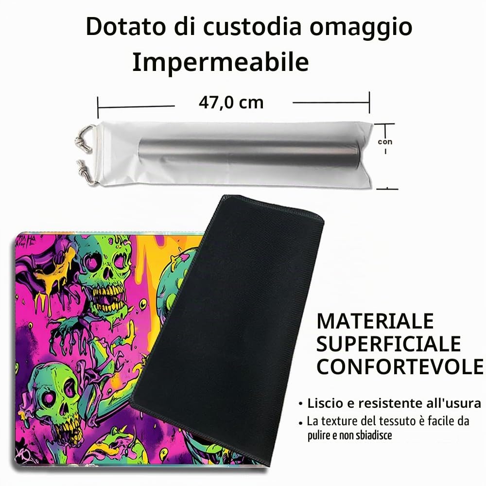 Tappetino da gioco MTG - Tappetino da gioco, 60 cm x 35 cm, arte originale, antiscivolo, con base in gomma e bordi cuciti, tappetino pieghevole per carte TCG Commander (No Zone