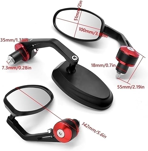 Miniatura 6 de Espejo CNC para manija de motocicleta Espejo retrovisor 78 pulgadas para Yamaha YZF R3 YBR 125 YZF R15 XT660XRZ YZF R25 2020 (color negro, tamaño